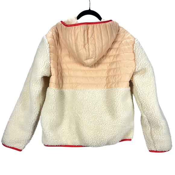 IVORY ELLA Women's Size S Sherpa Fleece Puffer Hooded Pullover Jacket Peach - Picture 3 of 9